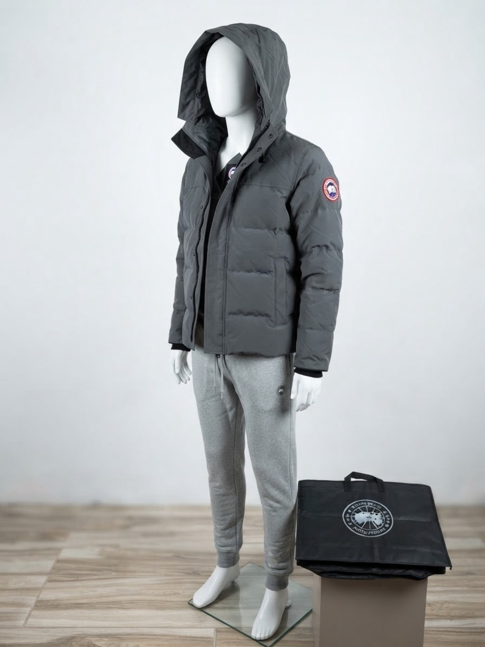 Canada Goose Gray Hooded Puffer Jacket